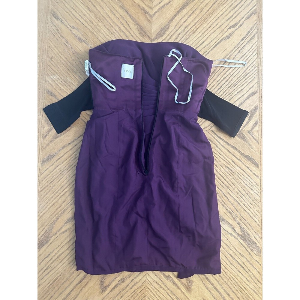 Draped Chiffon Purple Cocktail Dress Gathered Bustier Strapless Bra Insert Sz 6 - Picture 12 of 12